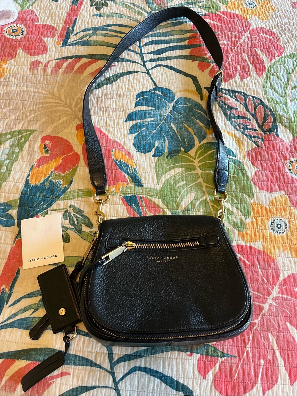 Marc Jacobs Black Pebbled Leather Shoulder Bag with Gold Hardware